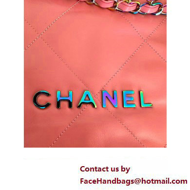 Chanel Shiny Calfskin  &  Rainbow Metal PINK 22 Small Handbag AS3260 2024